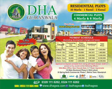 1 Kanal Residential plot file in DHA Gujranwala prime location