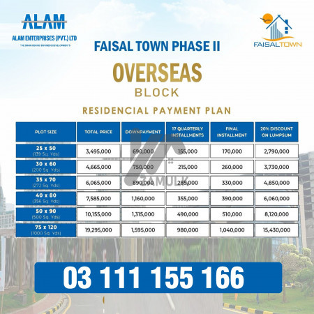 1 kanal plor Faisal town Overseas Enclave