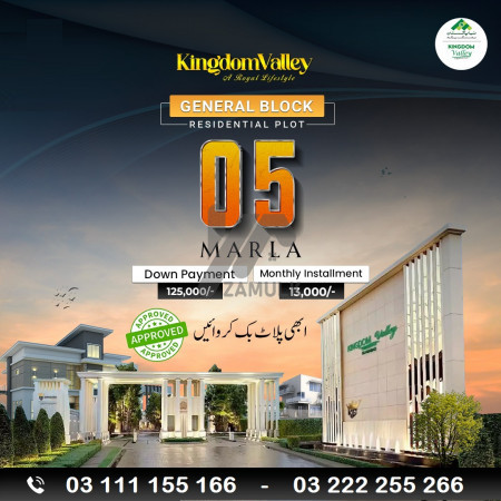 Kingdom valley 5 Marla Plot for sale